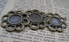 Accessories - 10 Pcs Of Antique Bronze Flower Round Base Settings Match 12mm Cabochon A2435