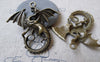 Accessories - 10 Pcs Of Antique Bronze Flying Dragon Charms Pendants 43x47mm A6300