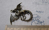 Accessories - 10 Pcs Of Antique Bronze Flying Dragon Charms Pendants 43x47mm A6300