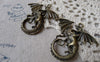 Accessories - 10 Pcs Of Antique Bronze Flying Dragon Charms Pendants 43x47mm A6300