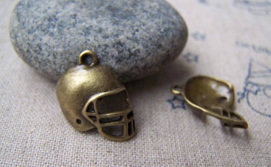Accessories - 10 Pcs Of Antique Bronze Football Helmet Charms 15x18mm A1486
