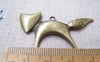 Accessories - 10 Pcs Of Antique Bronze Fox Charms Pendants 26x45mm A2897