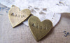 Hearts - 10 pcs Antique Bronze Amour Love Heart Flat Charms 17x18mm A2988