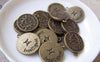 Accessories - 10 Pcs Of Antique Bronze Gemini Twins Constellation Round Charms Pendant 18mm A1932