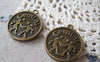Accessories - 10 Pcs Of Antique Bronze Gemini Twins Round Base Setting Charms Match 25mm Cameo A3415