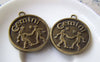 Accessories - 10 Pcs Of Antique Bronze Gemini Twins Round Base Setting Charms Match 25mm Cameo A3415