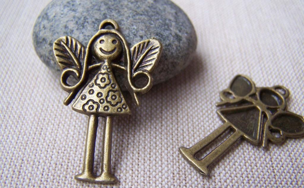 Accessories - 10 Pcs Of Antique Bronze Girl Fairy Charms Pendants 24x35mm A3444