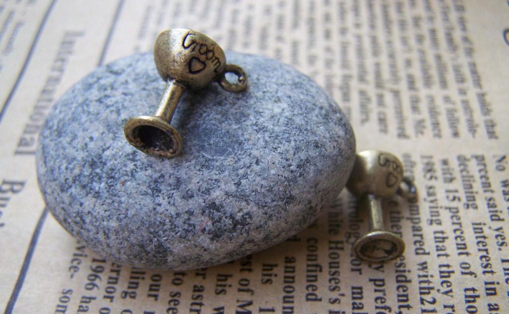 Accessories - 10 Pcs Of Antique Bronze Goblet Wine Cup Charms 9x14mm A3249