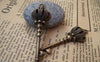 Accessories - 10 Pcs Of Antique Bronze Half Crown Key Charms Pendants 18x57mm A172
