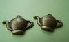 Accessories - 10 Pcs Of Antique Bronze Half Teapot Pendant Charms 20x22mm A3271