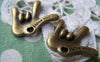 Accessories - 10 Pcs Of Antique Bronze Hand Charms Pendants 28x29mm A2781
