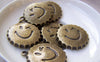 Accessories - 10 Pcs Of Antique Bronze Happy Face Drink Bottle Cap Charms 25mm A717