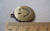 Accessories - 10 Pcs Of Antique Bronze Happy Face Drink Bottle Cap Charms 25mm A717