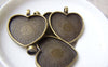 Accessories - 10 Pcs Of Antique Bronze Heart Cameo Base Settings 28x33mm A3719