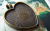Accessories - 10 Pcs Of Antique Bronze Heart Cameo Base Settings 28x33mm A3719