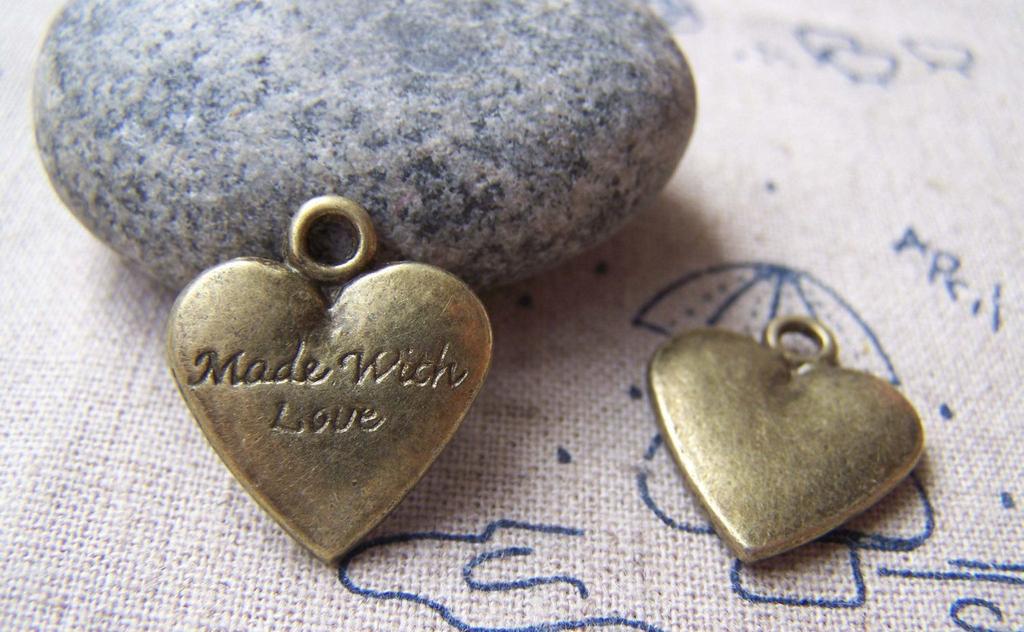 Accessories - 10 Pcs Of Antique Bronze Heart Charms 17x19mm A3057