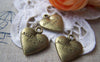 Accessories - 10 Pcs Of Antique Bronze Heart Charms 17x19mm A3057