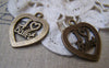 Accessories - 10 Pcs Of Antique Bronze Heart Charms 21x24mm A2295