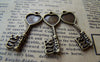 Accessories - 10 Pcs Of Antique Bronze Heart Key Base Pendant Charms Match 10x10 Cabochon A3570