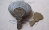 Accessories - 10 Pcs Of Antique Bronze Heart Key Charms 19x35mm A4857
