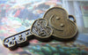 Accessories - 10 Pcs Of Antique Bronze Heart Key Charms 19x35mm A4857