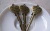 Accessories - 10 Pcs Of Antique Bronze Heart Key Charms Pendants Huge Size 20x57mm A183
