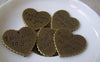 Accessories - 10 Pcs Of Antique Bronze Heart Lace Edge Charms 24x24mm A4692