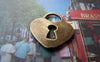 Accessories - 10 Pcs Of Antique Bronze Heart Lock Charms 17x18mm A3391