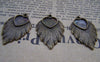 Accessories - 10 Pcs Of Antique Bronze Heart Shaped Feather Base Settings Match 10x10mm Cameo A3186