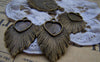 Accessories - 10 Pcs Of Antique Bronze Heart Shaped Feather Base Settings Match 10x10mm Cameo A3186