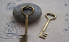 Accessories - 10 Pcs Of Antique Bronze Heart Skeleton Key Charms Pendants Huge Size 18x50mm A4586