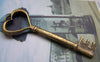Accessories - 10 Pcs Of Antique Bronze Heart Skeleton Key Charms Pendants Huge Size 18x50mm A4586