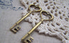 Accessories - 10 Pcs Of Antique Bronze Heart Skeleton Key Charms Pendants Huge Size 18x50mm A4586