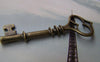Accessories - 10 Pcs Of Antique Bronze Heart Skeleton Key Charms Pendants Huge Size 21x60mm A173