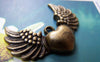 Accessories - 10 Pcs Of Antique Bronze Heart Wing Angel Charms 27x36mm A653