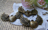Accessories - 10 Pcs Of Antique Bronze Heart Wing Angel Charms 27x36mm A653