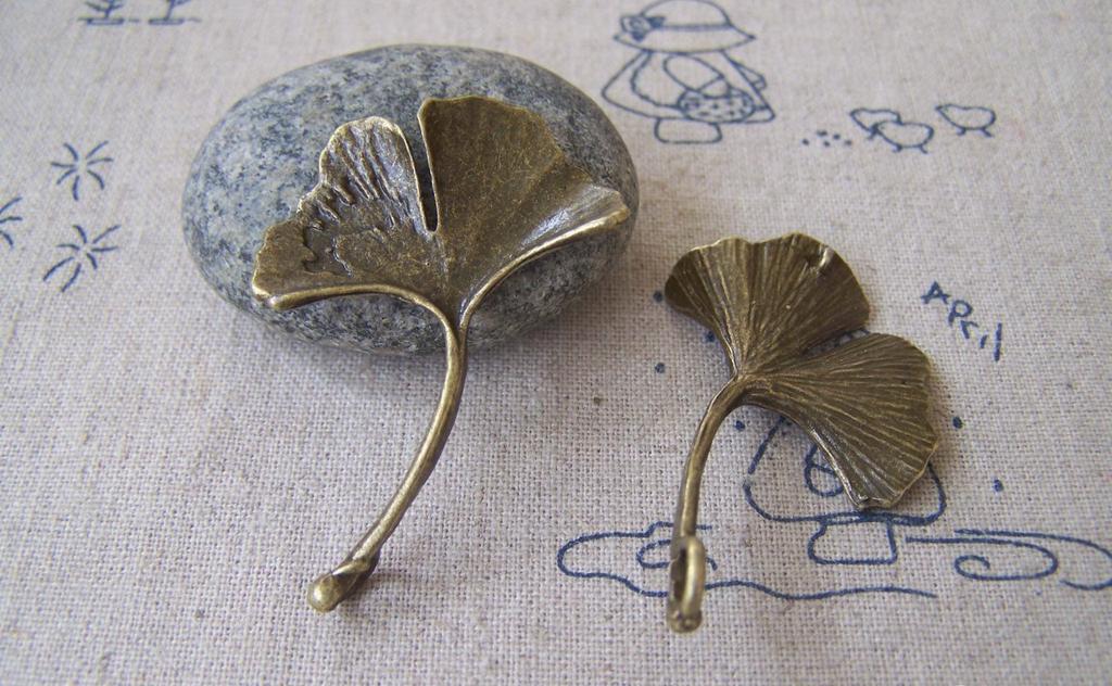 Accessories - 10 Pcs Of Antique Bronze Huge Gingko Gingkgo Leaf Connector Pendants 32x42mm A592
