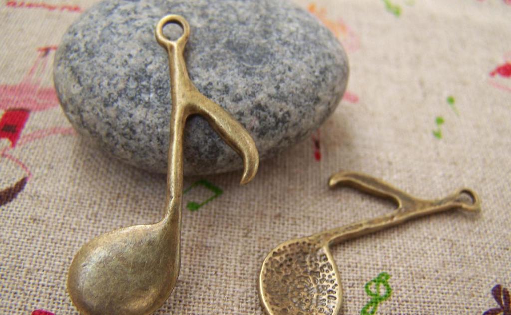Accessories - 10 Pcs Of Antique Bronze Huge Music Note Charms 22x40mm A1703