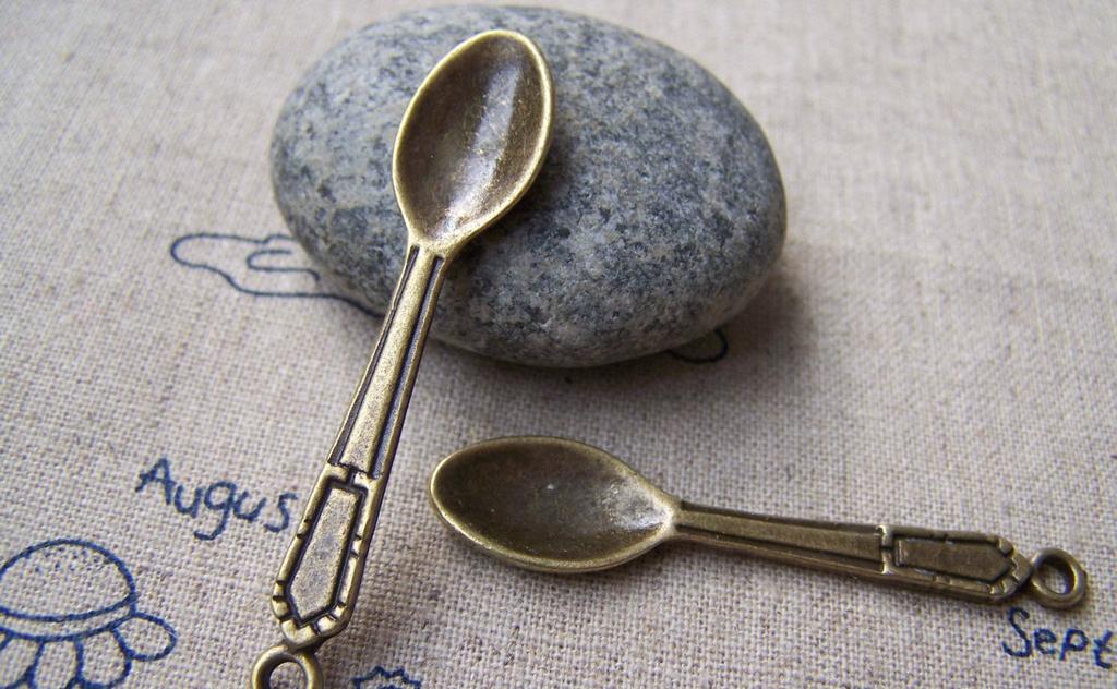 Accessories - 10 Pcs Of Antique Bronze Huge Spoon Charms Pendants 11x48mm A1475