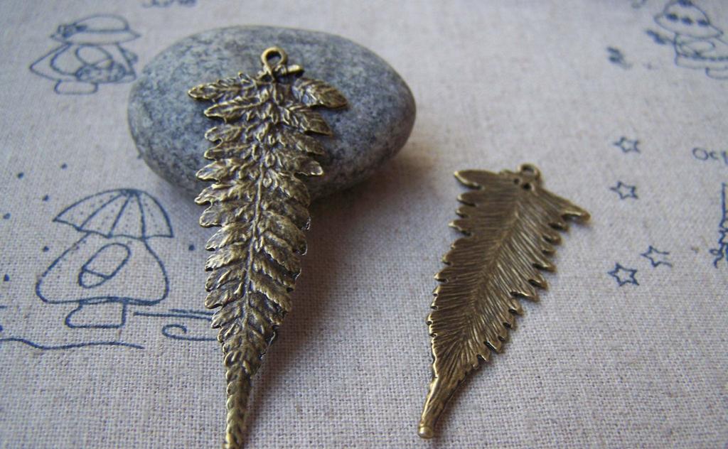 Accessories - 10 Pcs Of Antique Bronze Huge Tree Leaf Charms Pendant 22x58mm A380