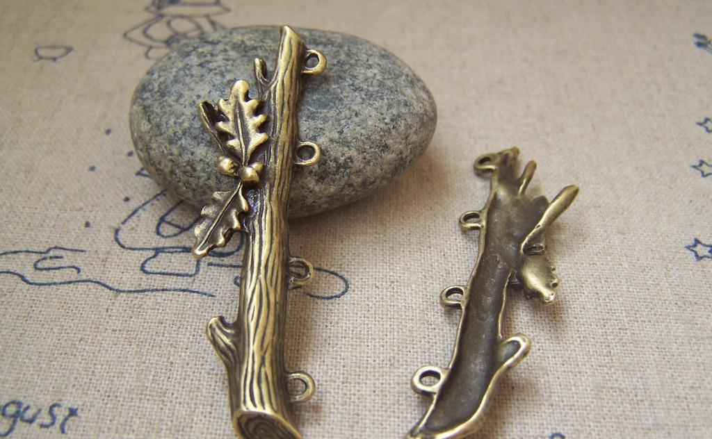 Accessories - 10 Pcs Of Antique Bronze Huge Tree Trunk Charms Pendants With Four Loops 16x56mm A2214