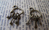 Accessories - 10 Pcs Of Antique Bronze Keychain With Three Vintage Keys Charms 13x24mm A179