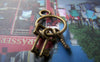 Accessories - 10 Pcs Of Antique Bronze Keychain With Three Vintage Keys Charms 13x24mm A179
