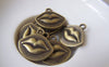 Accessories - 10 Pcs Of Antique Bronze Kiss Lips Mouth Charms 18x19mm Double Sided A4684