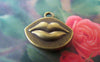 Accessories - 10 Pcs Of Antique Bronze Kiss Lips Mouth Charms 18x19mm Double Sided A4684