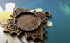 Accessories - 10 Pcs Of Antique Bronze Leaf Round Base Settings Match 12mm Cabochon A3158
