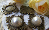 Accessories - 10 Pcs Of Antique Bronze Leaf Round Base Settings Match 12mm Cabochon A3158