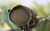 Accessories - 10 Pcs Of Antique Bronze Leaf Round Cameo Base Bezel Settings Match 20mm Cab A4633