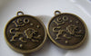 Accessories - 10 Pcs Of Antique Bronze Leo Lion Round Base Setting Charms Match 25mm Cameo A4323