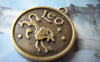 Accessories - 10 Pcs Of Antique Bronze Leo Lion Round Base Setting Charms Match 25mm Cameo A4323